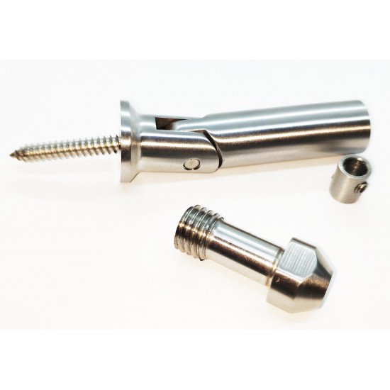 Turnbuckle flex angle for 6mm (1/4 inch) Stainless Steel cable railing. Brushed finish.