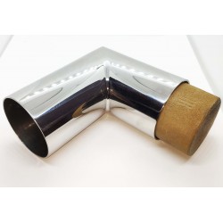 90° Sharp style handrail elbow 50mm for wood or PVC-Brushed