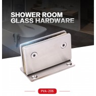 Chrome-HEAVY DUTY  Square 90° fixed bathroom glass clamp-Hinge style