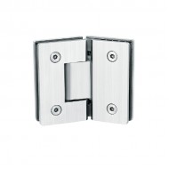 Square style 135°  hinge for  glass to  glass door. Stainless Steel-Brushed.
